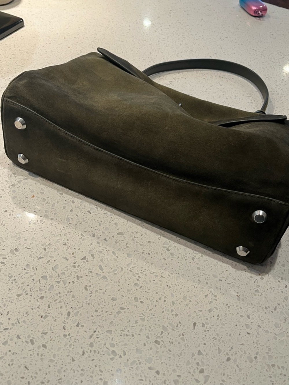 Balenciaga Rodeo Medium Suede Khaki Shoulder Bag with Silver Hardware - Picture 7 of 10